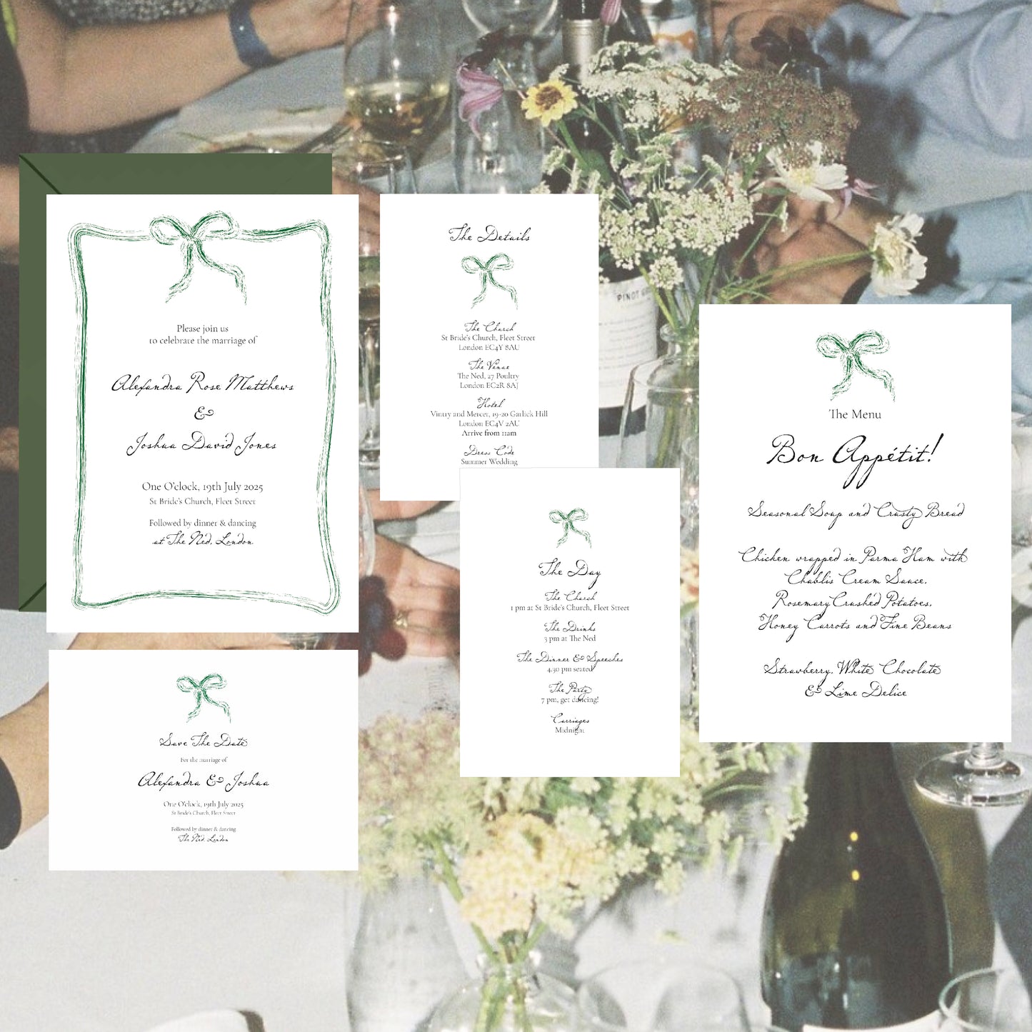 Green Bow Save The Date