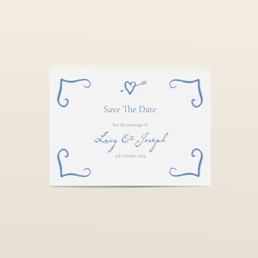 Blue Heart & Arrow Save The Date