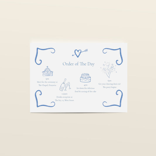 Blue Heart & Arrow Details & Order of the Day Card