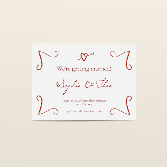 Red Heart & Arrow Wedding Invitation