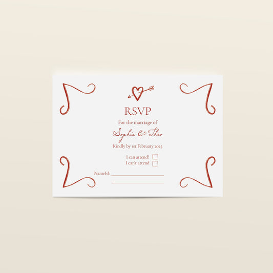 Red Heart & Arrow RSVP Card