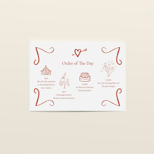 Red Heart & Arrow Details & Order of the Day Card