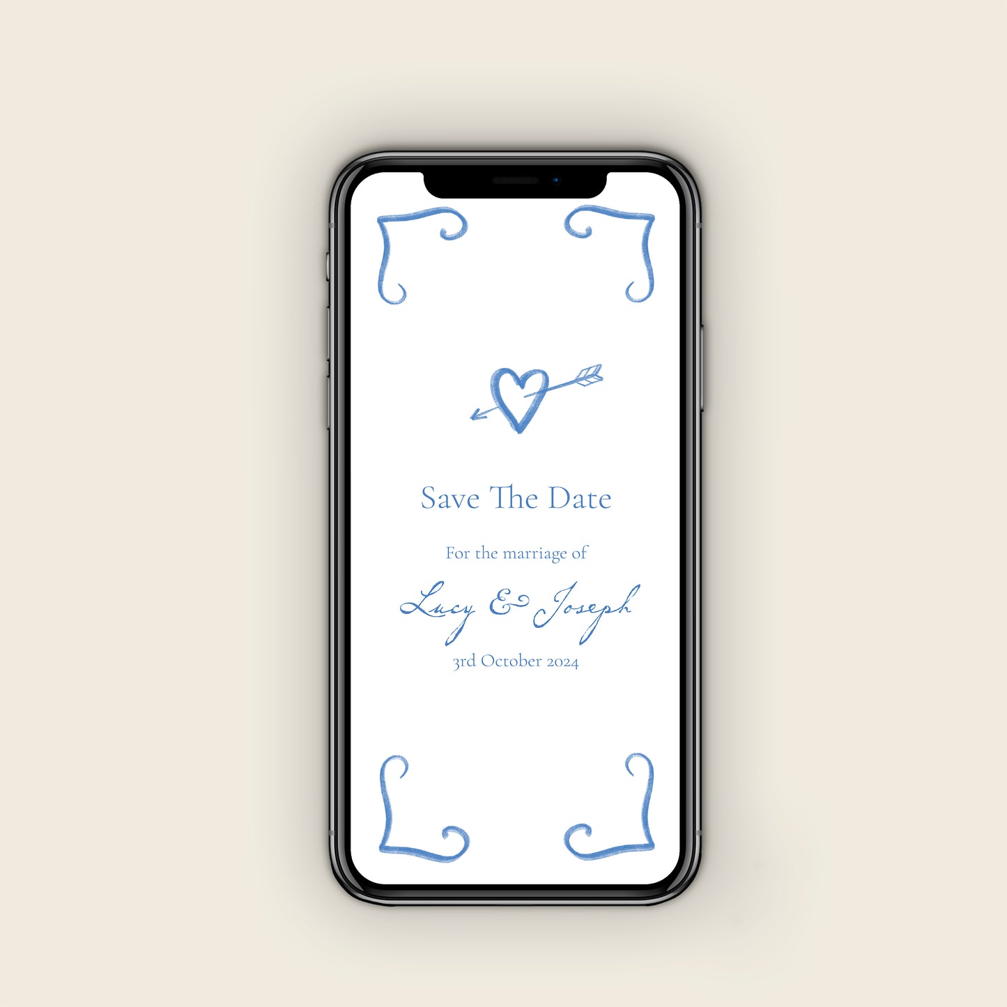 Blue Heart & Arrow Digital Wedding Invitation Set