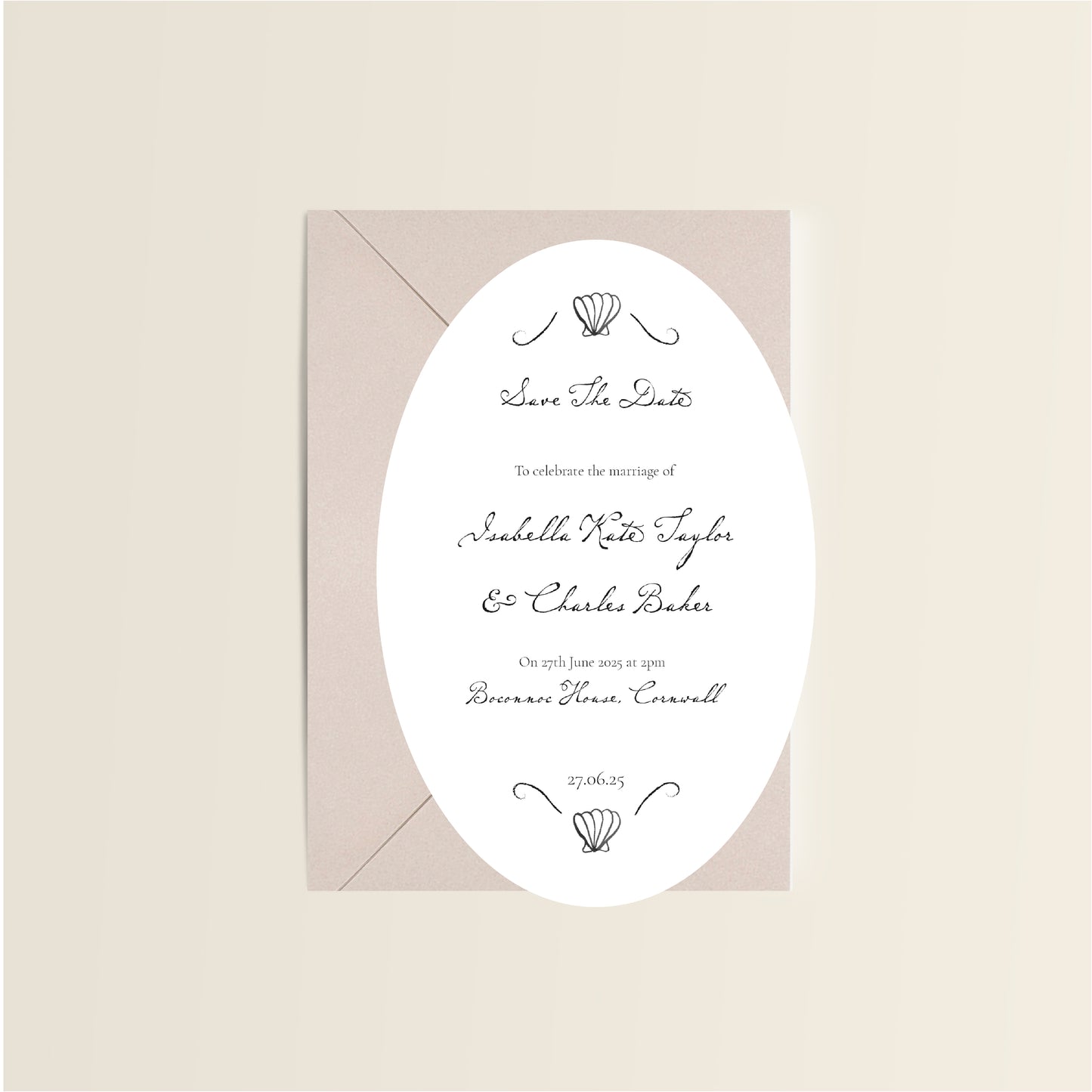 Sea Shells Oval Save The Date