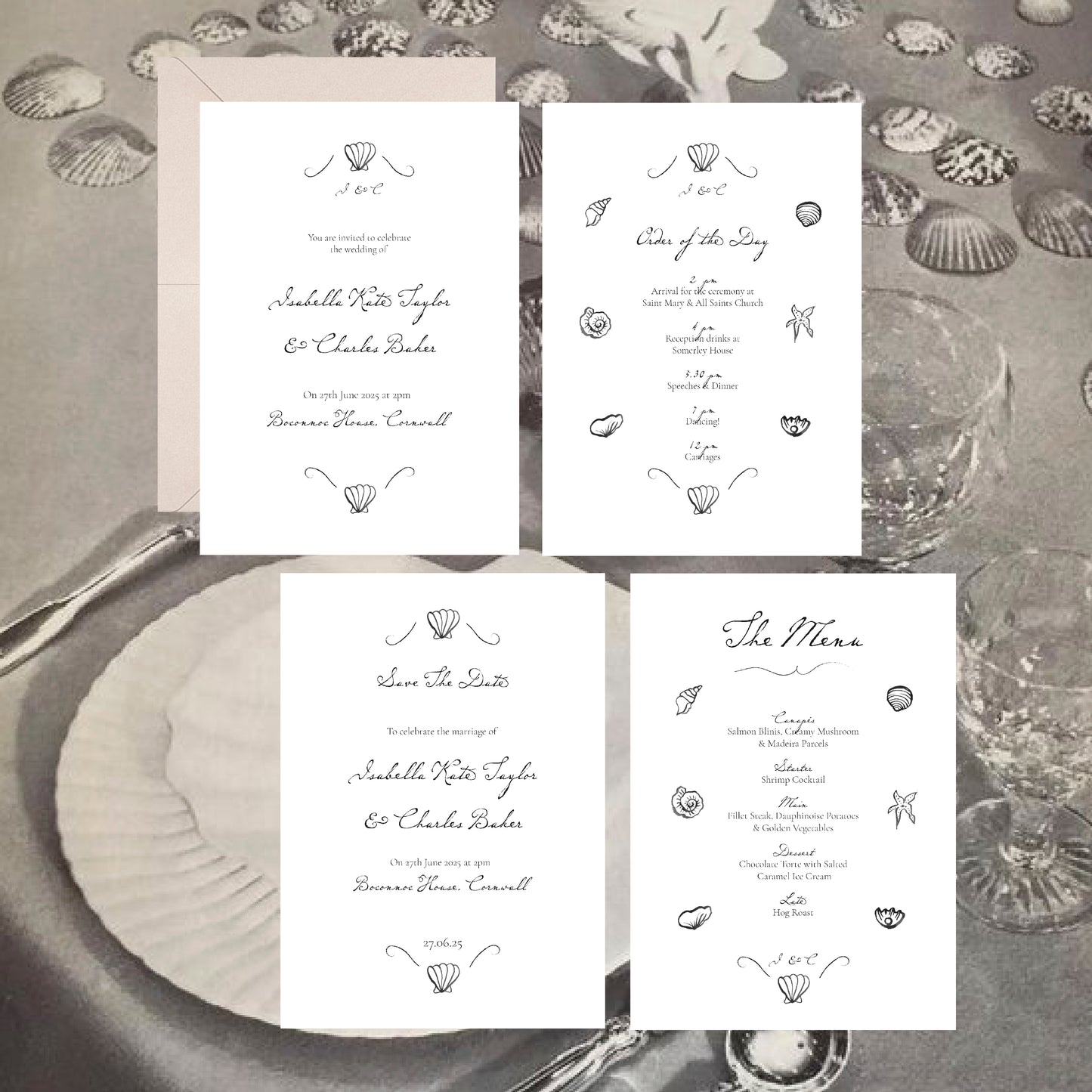 Sea Shells Wedding Menu